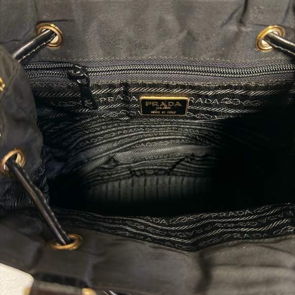 Authentic Prada Black Nylon Drawstring Bucket Hand bag Leather base - Picture 11 of 16